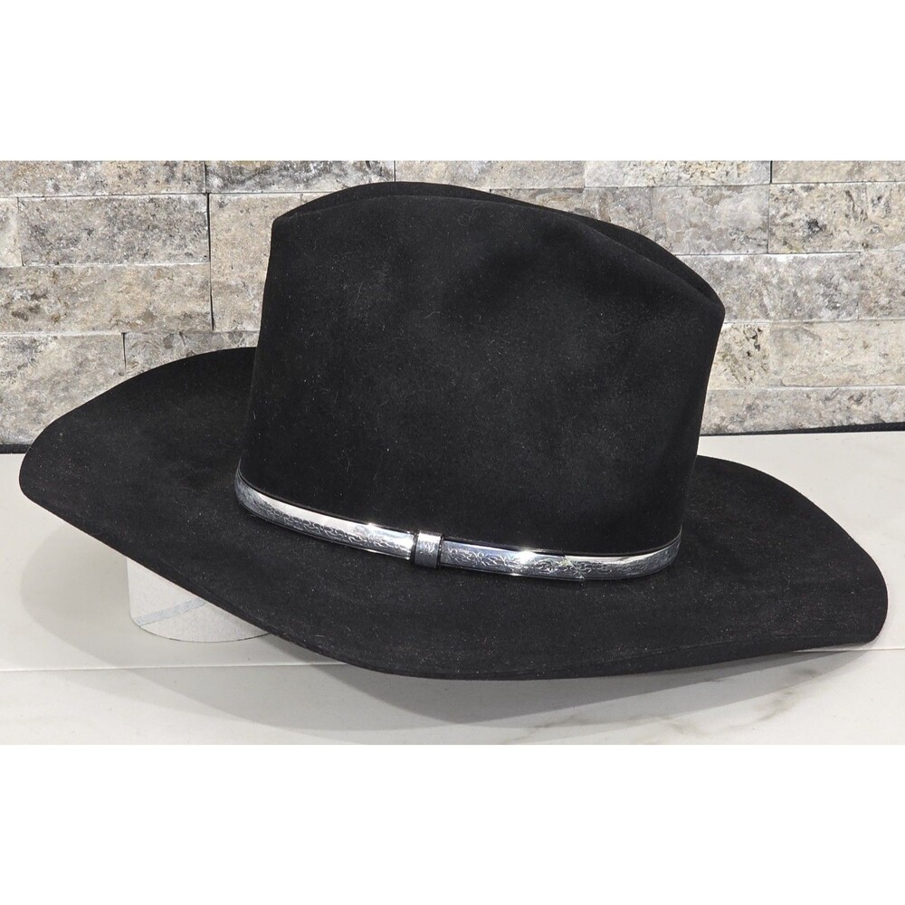 Resistol Quicksilver Cowboy Hat 4X Beaver Felt Black Self Conforming Oval 7 1/8